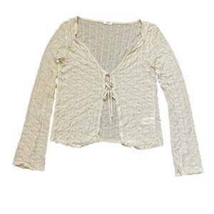 Ardene Women Sheer Long Sleeve Tie Front Top Small